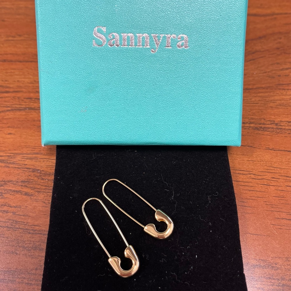 14k Gold Plated Safety Pin Earrings